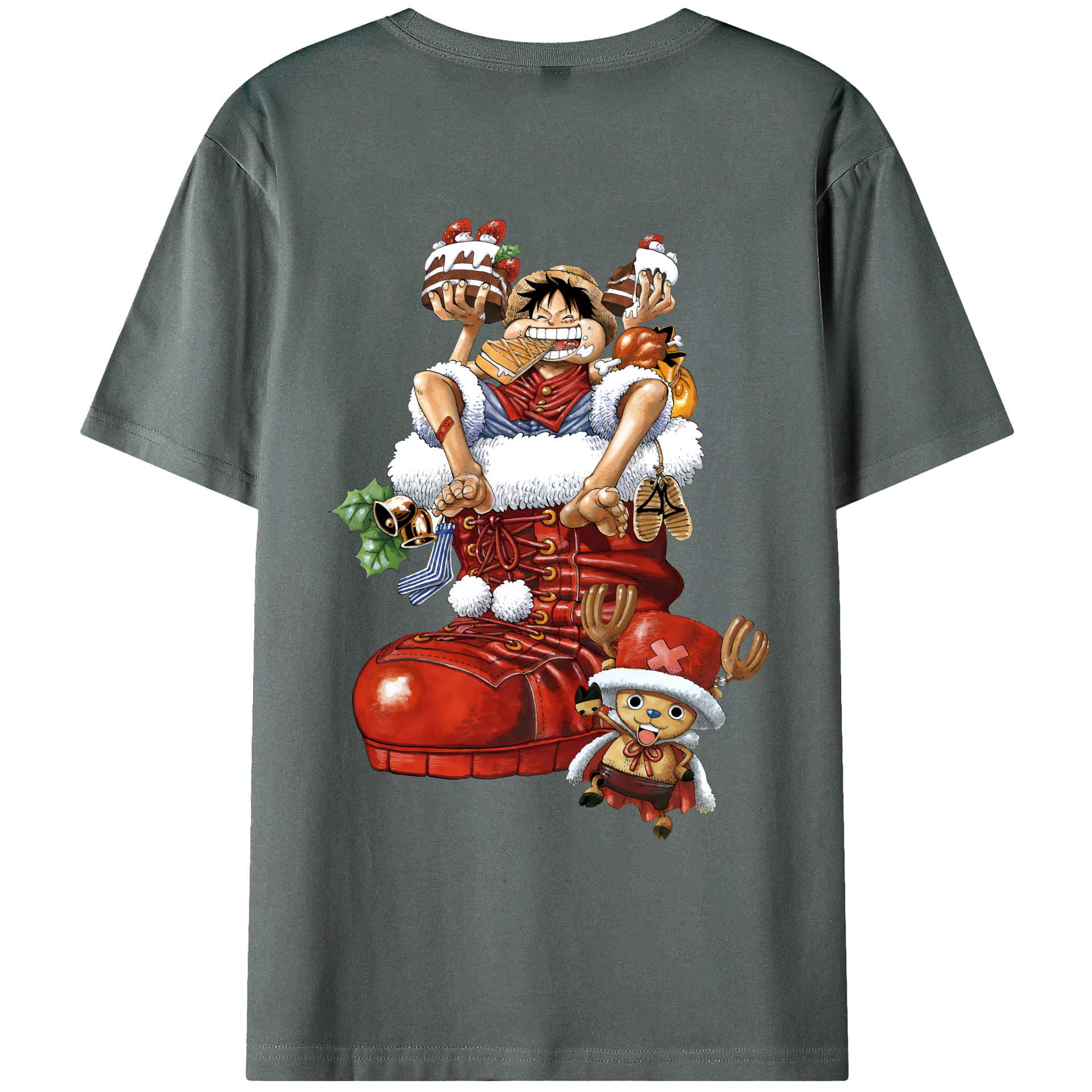 ワンピース モンキー・D・ルフィ ONE PIECE Monkey D. Luffy 綿100％ メンズ半袖Tシャツ（バックプリント） 通気性